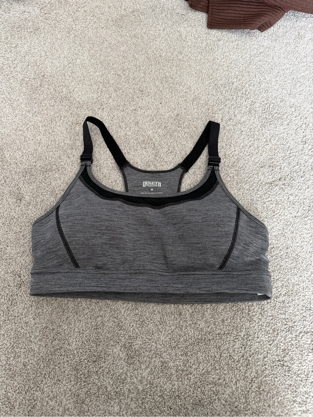 Duluth Trading Co Gray & Black Seamless Support Sports Bra
